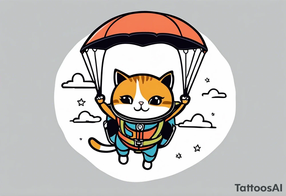 a cat going skydiving tattoo idea