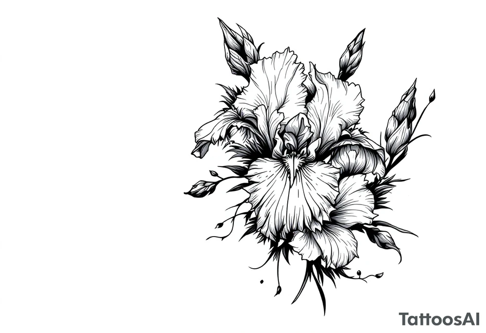 Iris flower bouquet tattoo idea