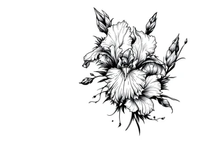 Iris flower bouquet tattoo idea
