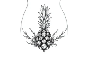 To cover pubic area vagina and anus using a  pineapple with diamonds  and magestic tattoo idea