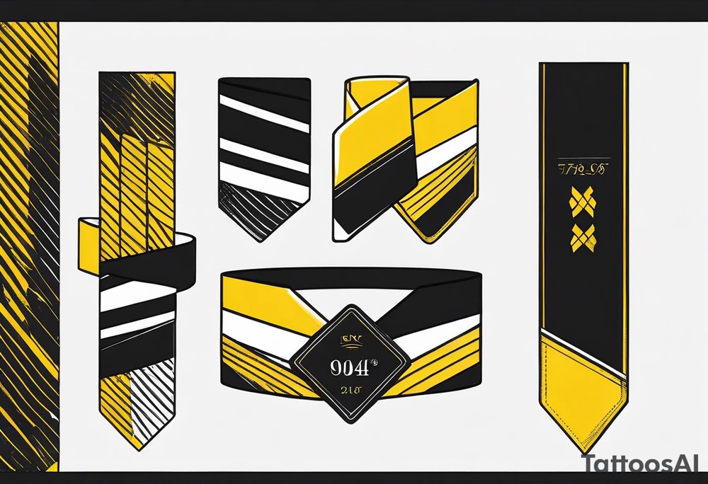 Expandable Black belt with yellow stripes for each dan grade and year received tattoo idea