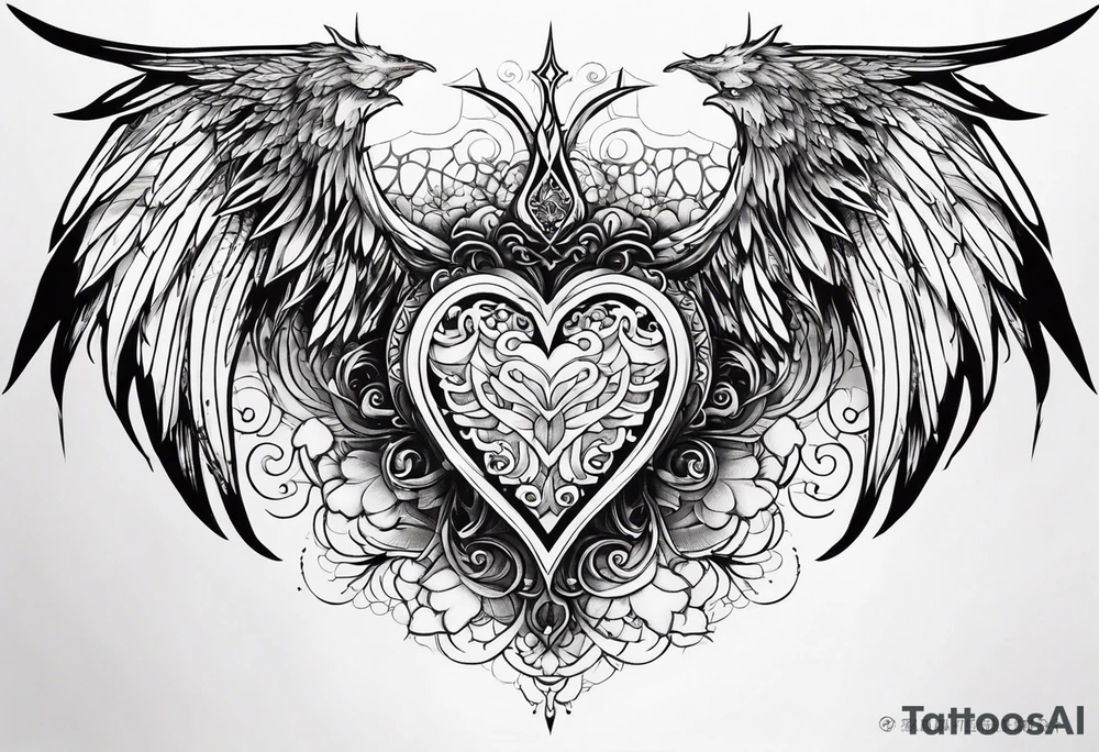 angelish devilish heart/wings tattoo idea