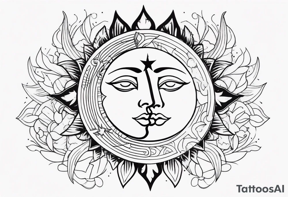 sun and moon in love tattoo idea