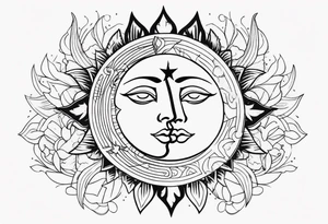 sun and moon in love tattoo idea