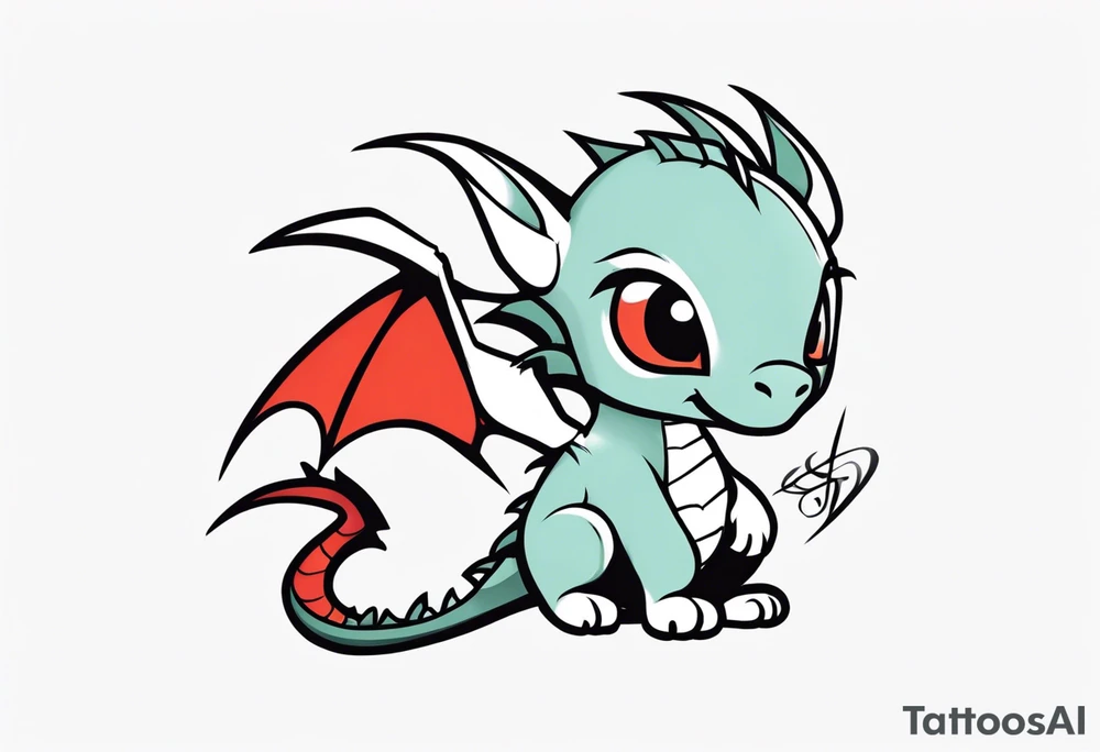 Minimalist chibi dragon tattoo tattoo idea