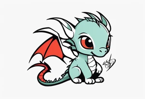 Minimalist chibi dragon tattoo tattoo idea