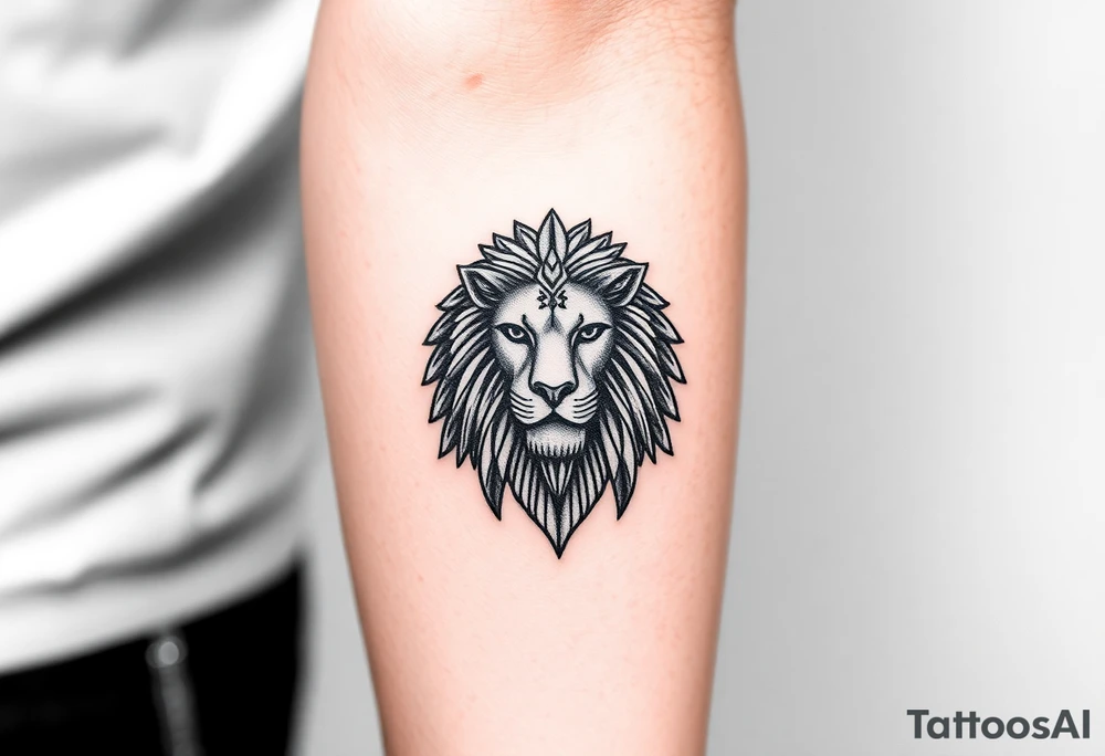 Lion in Egyptian theme tattoo idea