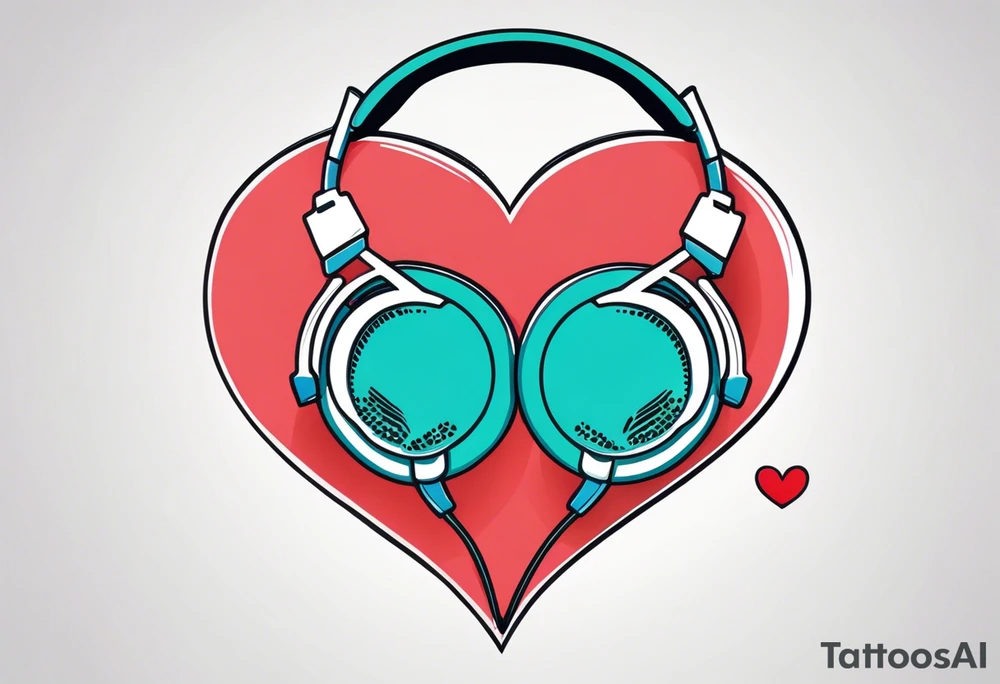 Headphones with L and R on a heart tattoo idea