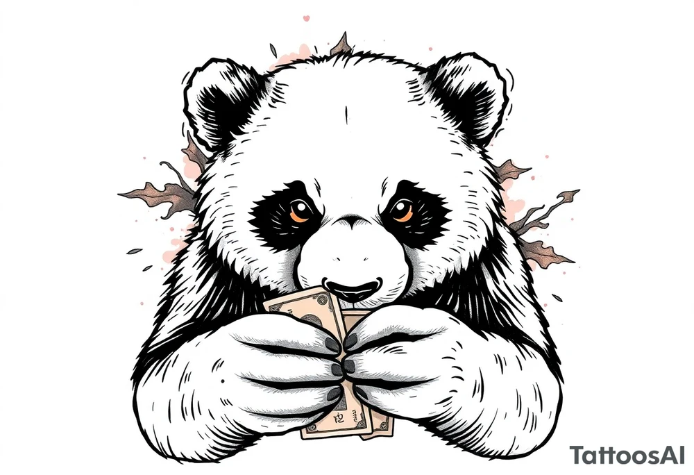 panda counting money tattoo idea