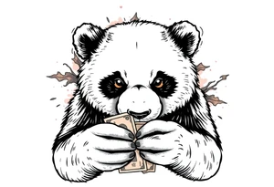 panda counting money tattoo idea