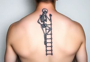 skeleton clibing up rope ladder tattoo idea