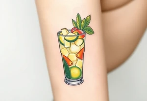 a mai tai in a rocks glass with lots of garnishes tattoo idea