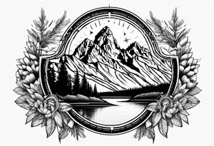 grand Teton mountains with compass tattoo idea