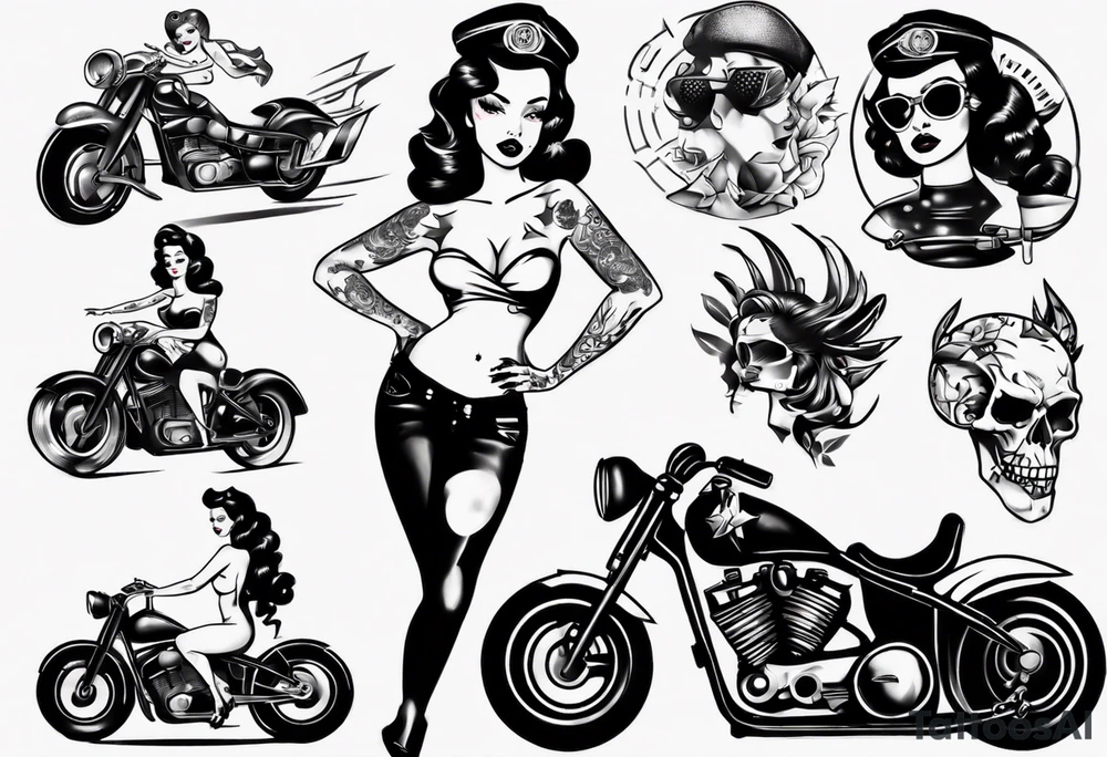 pinup doll on a motorcycle tattoo idea