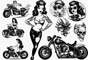 pinup doll on a motorcycle tattoo idea