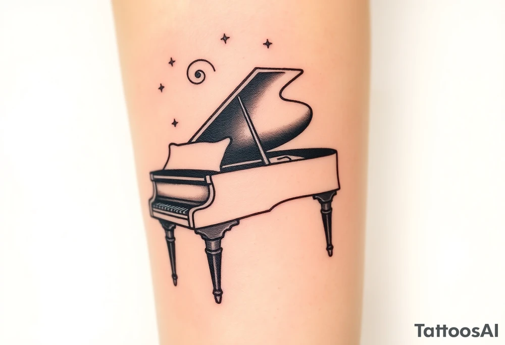grand piano under the stars swirl treble tattoo idea