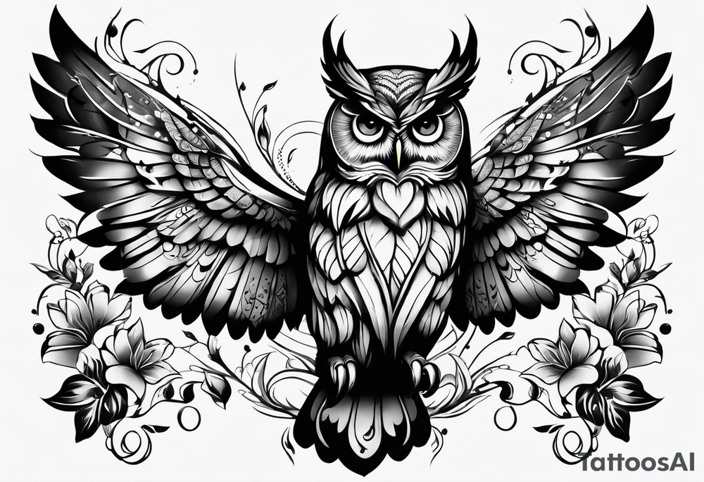 Owl with butterfly body tattoo idea