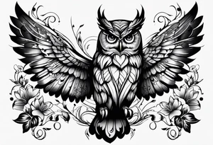 Owl with butterfly body tattoo idea