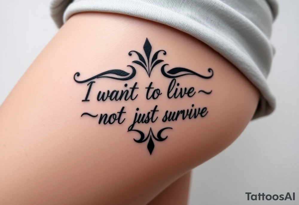 I wan't to live, not just survive in cursive tattoo idea