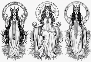 The High Priestesses. Hecate, Artemis and Selene. Representing Magic, Intuition and The Moon. tattoo idea