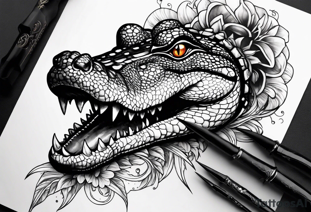 Alligator dagger tattoo idea