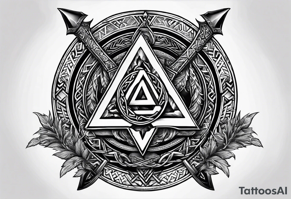 Valhalla valknut shield axe sword tattoo idea