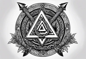 Valhalla valknut shield axe sword tattoo idea