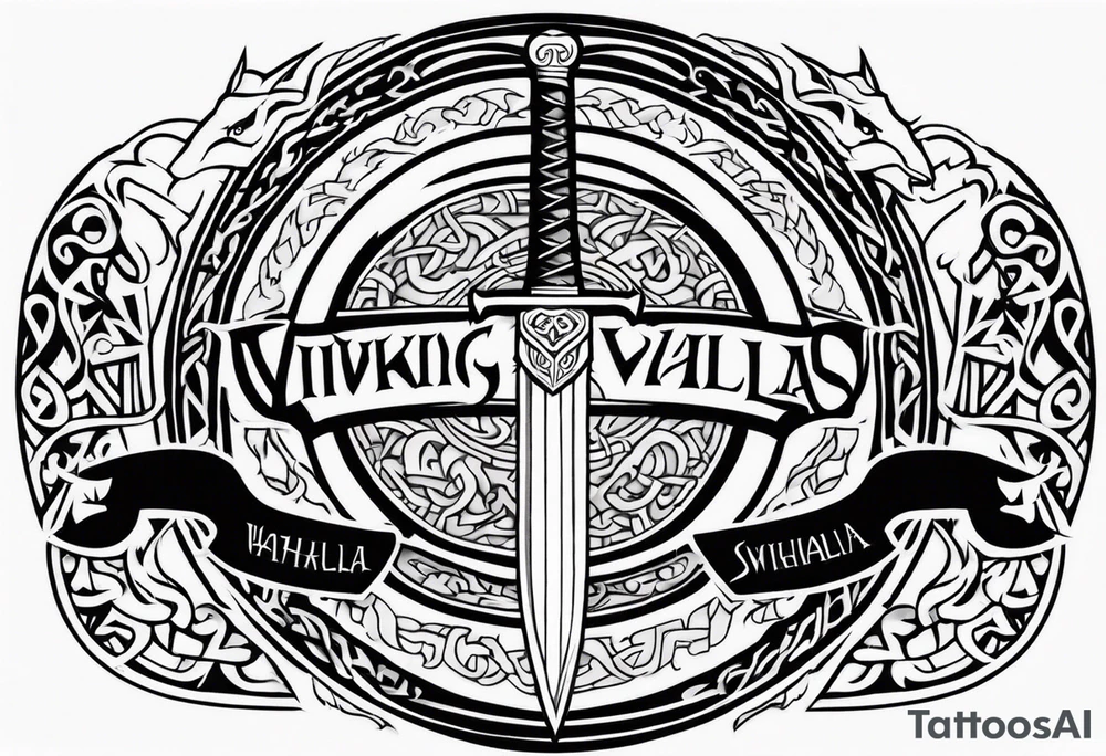 Viking sword Valhalla dragon shield tattoo idea