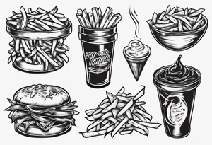 fries and tomato sauce tattoo idea