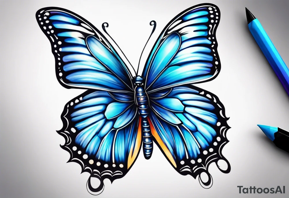 Blue butterfly tattoo idea