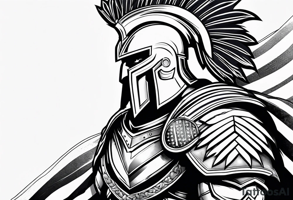 Spartan with American flag eagle tattoo idea