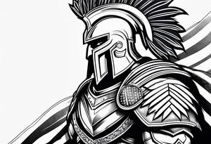 Spartan with American flag eagle tattoo idea
