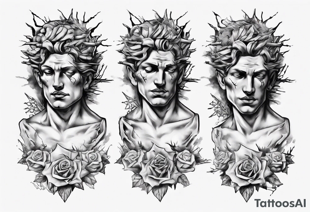 Bust of David with thorns tattoo idea