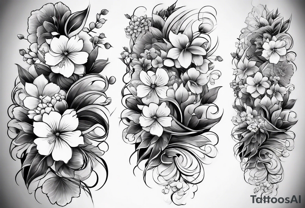 Full sleeve design with japanese blossoms tattoo idea