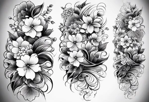 Full sleeve design with japanese blossoms tattoo idea