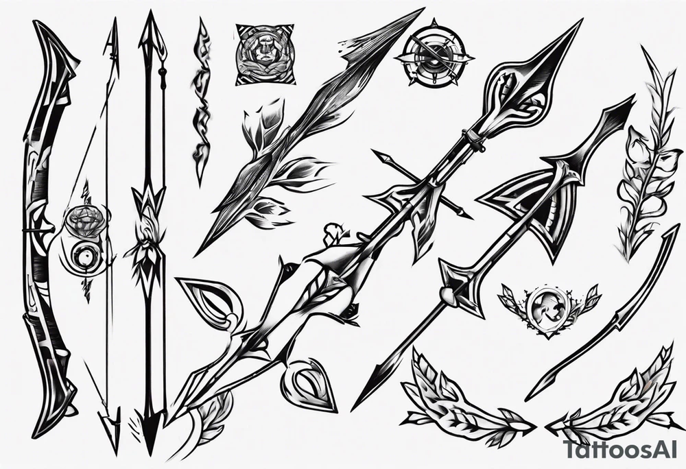 english long bow arrow tattoo idea