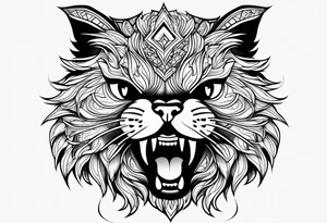 Powerful Himalayan cat roaring tattoo idea