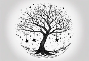 poison tree with no leaves and stars tattoo idea