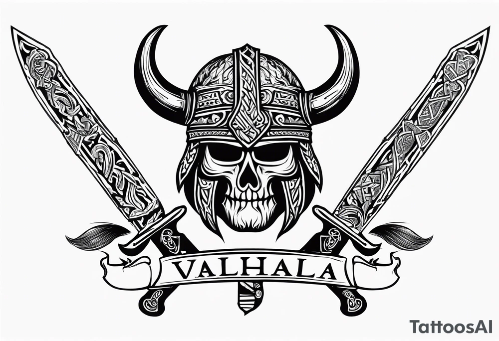 Valhalla sword viking hatchet tattoo idea
