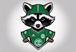 Rocket raccoon with a Glasgow Celtic football club jersey on tattoo idea