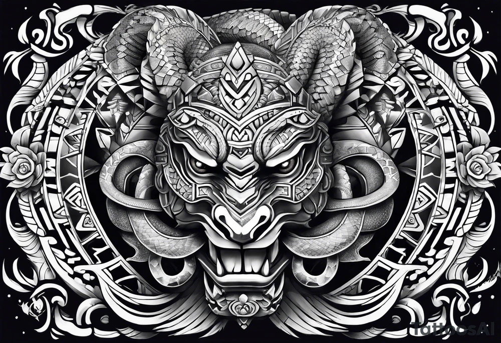 aztec snake sleeve tattoo idea