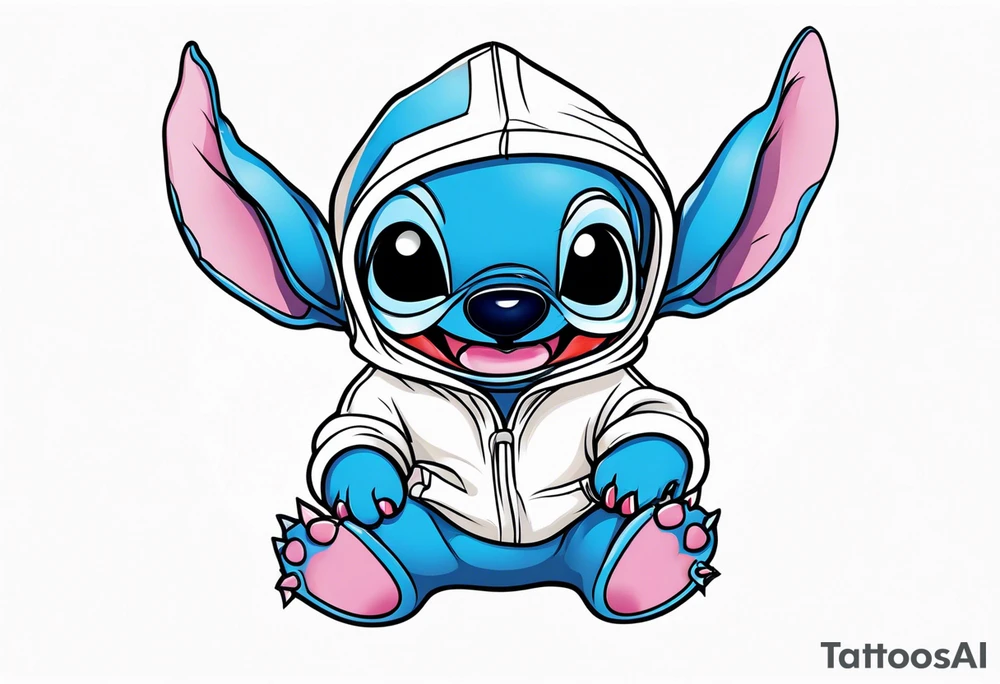 Baby stitch with welding hood tattoo idea