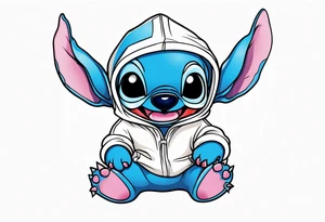 Baby stitch with welding hood tattoo idea