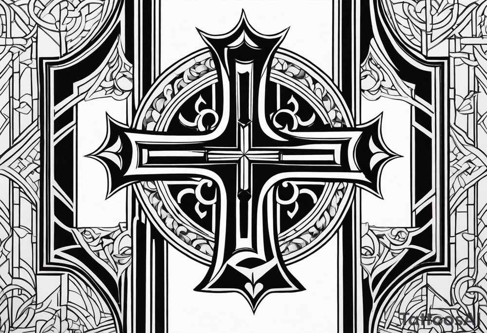 Christian cross mural tattoo idea