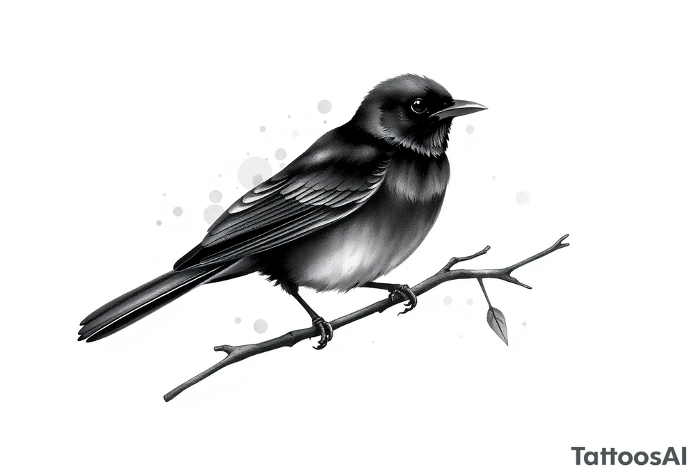 Male European Blackbird on a branch tattoo idea tattoo idea