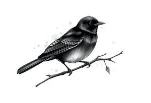 Male European Blackbird on a branch tattoo idea tattoo idea