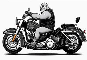 Shrek wearing leather riding a Harley Davidson tattoo idea