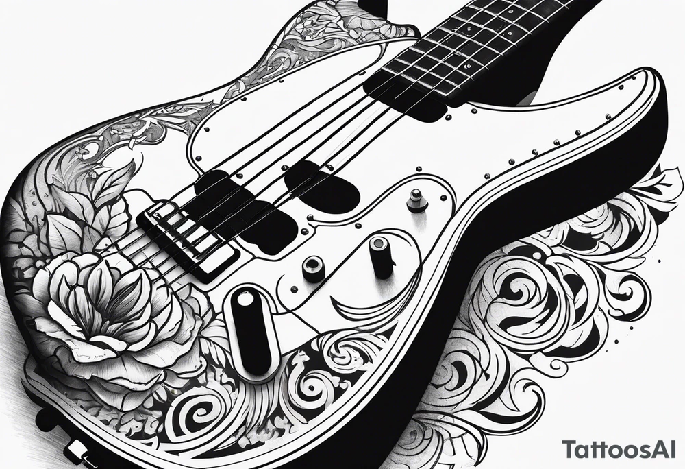 Skull bass guitar tattoo idea