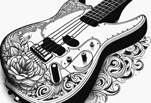 Skull bass guitar tattoo idea