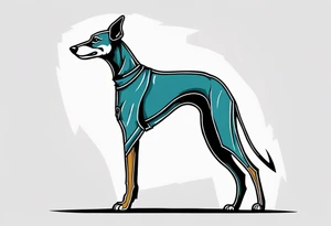 Punk greyhound standing on hind legs wearing leather jacket tattoo idea